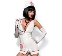 Obsessive – Déguisement infirmière sexy Emergency 4 pièces, stéthoscope blanc Taille S/M
