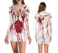 Déguisement Infirmière Zombie, Infirmière Zombie Costume Halloween Déguisement Femme, Costume Cosplay Zombie Infirmière Ensanglantée, Costume Infirmiere Halloween, Costume Halloween Femme Fête, L