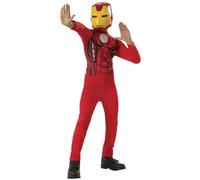 Rubies Déguisement Iron Man pour garçons et Filles, Combinaison avec Masque, Costume Basique, Licence Officielle Marvel pour Anniversaires, fêtes et Cadeaux