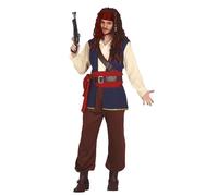 Fiestas Guirca Déguisement Jack Sparrow Cosplay Bleu Taille M (48-50) Chemise Gilet Ceinture Écharpe