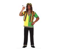 Fiestas Guirca - Déguisement Rastafari Jamaïcain - T-shirt, gilet, pantalon & chapeau - Jaune M
