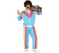 FIESTAS GUIRCA | Costume Gymnaste Homme Adulte (48-50/M) - Veste et Pantalon - Costumes de Sport et Années '80 pour Fêtes et Événements - Idéal pour Célébrations et Carnaval - Bleu et Violet