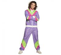 Boland - Costume de survêtement pour adultes des années 80 avec poches, veste et pantalon, combinaison de camping, survêtement assi, costume rétro, costume de groupe, fête à thème, carnaval, multicolore, S