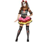Déguisement Jour des Morts Femme Squelette Noir en Polyester - Taille M S