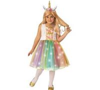 RUBIE'S Déguisement Licorne Lumineuse Enfant Fille - Taille 3-4 ans - Costume Robe Princesse Licorne avec Jupe LED clignotant et Serre-Tête - Pour Carnaval Halloween, Idée Cadeau - Piles Incluses