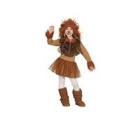 Fiestas Guirca - Costume enfant lionne 7-9 ans - capuche, queue et robe - pour filles - marron