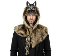 Déguisement Loup Adulte Coiffe De Tête Réaliste De Loup Barbare Médiéval
