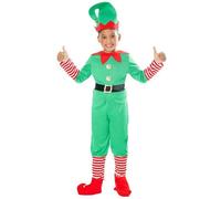 Rubies Déguisement Elfe de Noël pour enfant, pull avec pantalon, ceinture, couvre-bottes et bonnet pour Noël, lutin, fonctions scolaires, Père Noël (taille XS de 5 à 6 ans)