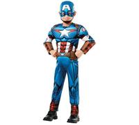 DÉGUISEMENT LUXE CAPTAIN AMERICA GARÇON 5/6 ANS Bleu, Turquoise, Ciel, Marine 3-4 ans