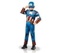 RUBIE'S Mixte enfant Déguisement Luxe Captain America Serie Animée, Bleu, S - 3 à 4 ans - 90 à 104 cm