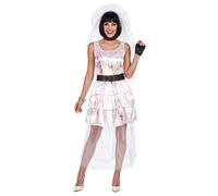 Déguisement mariée zombie femme Halloween - 202806 - Robe Voile Ceinture Tour de cou - Multicolore M