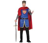 Costume d'aventure royale médiévale Chevalier avec couronne Épée Manteau étoilé Guerrier courageux Armure Magie de carnaval Vêtement d'apparat pour homme, Taille : 52 - 54 (L) Couleur : Bleu