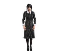 Chaks - Mercredi Addams costume pour adulte, robe noire avec col blanc, tenue pour Halloween et Carnaval