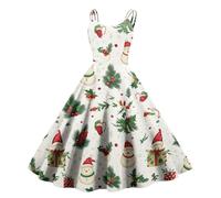 Déguisement Mère Noel Adulte Mi Longue Deguisement Pere Robe Soirée Femme Mere Chic Cadeau Automne Festive Scintillante Santa Claus Robe Femme de Noel B-Vert L
