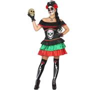 Déguisement Mexicaine Coloré Femme Dia De Los Muertos Xxl Vert