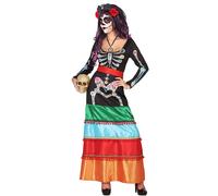Déguisement Mexicaine Coloré Long Femme Dia De Los Muertos Xl Vert