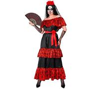 Widmann Costume Dia de los Muertos femme - robe avec accessoires - L Rouge