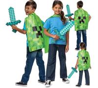 Minecraft - Épée & Cape Creeper - Licence Officielle - Déguisement Accessoire - Taille Enfant - Multicolore - Matériaux Durables - Cadeau Magique - Aventures - Fans de Minecraft - Dès 3 ans