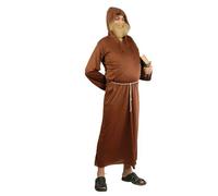 Fiestas Guirca – Déguisement moine adulte (52-54/L) – capuche, ceinture et soutane – Marron