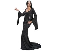 Chaks - Robe Morticia Addams pour femmes, costume gothique officiel de Mercredi en noir, tenue pour Halloween et carnaval