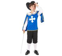 DEGUISE TOI - Déguisement mousquetaire bleu garçon - Haut - Pantalon - Chapeau - S 4-6 ans (110-120 cm) - Bleu - Déguisements enfants - Polyester - - Carnaval