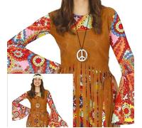 Déguisement - Multicolore - Gilet et Robe - Hippie Femme - Fête à Thème - Taille S S