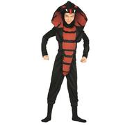 Fiestas Guirca – Costume Cobra Ninja enfant 5-6 ans, cagoule masque combinaison, noir/rouge