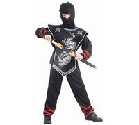 Déguisement Ninja Dragon Argenté Garçon - Taille: M 7-9 Ans (120-130 Cm) Noir