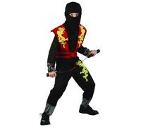 DEGUISE TOI - Déguisement ninja dragon jaune garçon - Combinaison - Cagoule - Plastron - M 7-9 ans (120-130 cm) - Rouge - Déguisements enfants - 100% Polyester - Lavage à la main - Carnaval