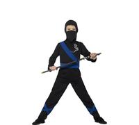 Déguisement Ninja Noir Et Bleu Pour Enfant (Taille 7-9a)