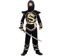 Déguisement Ninja Noir et Or pour enfant - DisfraZZes - Modèle pour Garçon - Polyester - Intérieur 3-4 ans