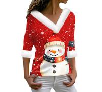 Deguisement Noel Adulte Scintillante Adultes Haut de Fete Femme Chic Et Elegante Pull Chic Et Original Adulte Manche Longue Tenue Mère Noël Sexy Pull Noel Femme Drole Pourpre Clair S