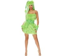 Deguisement Noël Costume Vert Furry Halloween Christmas Cosplay Déguisement Voleur Monstre Grinch Peluche Tenue Amusant Rôle Play Fête Déguisée Scène Performance Mignon avec Poches n21