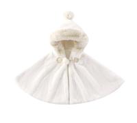 Deguisement Noel Enfant Cape Enfant à Capuche en Fausse Fourrure Hiver Cape Chaperon Chic Chaud Capes de Princesse avec Boutonné, Jolis Pompons Costume pour Noël, Fête, Carnaval, Anniversaire