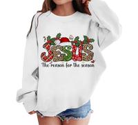 Déguisement Noel Pull Enfant Fille Manches Longues Graphique Imprimé Jesus Col Rond sans Capuche Épaule Tombée Mignon Décontracté Confortable Automne Hiver Sweat Tendance Moderne