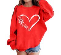 Déguisement Noel Pull Fille 12 Ans Manches Longues Graphique Imprimé Col Rond sans Capuche Épaule Tombée Mignon Décontracté Confortable Automne Hiver Sweat Tendance Urbain