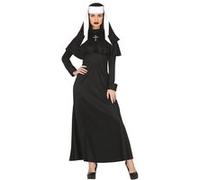 FIESTAS GUIRCA Déguisement Gothique Nonne - Coiffe Noir et Blanc et Tunique Noir pour Femme Adulte Taille L 42-44