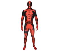 Déguisement officiel Morpsuits Deadpool - size Moyen - 5'-5'4 (150cm-162cm) | Combinaison Intégrale Rouge & Noire avec Cagoule, Fermeture Éclair, Parfait pour Halloween, Idéal pour le Cosplay