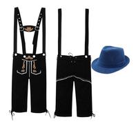 Déguisement Oktoberfest Homme Medieval Salopette Short Costume Adulte Lederhosen Pantalon Fete De La Biere Renaissance Chemise Tyrolien Robe Bavaroise Médiéval Ensemble Traditionnel,Bleu #1,M