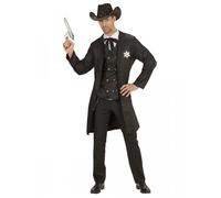 Déguisement Ouest Sheriff 4 pièces pour adulte - Horror-Shop.com - Noir/Blanc/Or - Taille XL