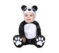 Fiestas Guirca – Costume Bébé Panda (12-18 mois) – Capuche, Combinaison et Pieds – Noir et Blanc