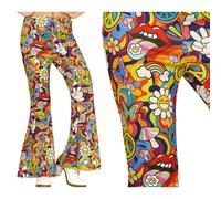 FIESTAS GUIRCA | Pantalon Hippie Multicolore (42-44/L) - Accessoire de Costume pour Femme Adulte - Idéal pour Fêtes des Années 60 et Carnaval - Style Rétro et Psychédélique - Multicolore