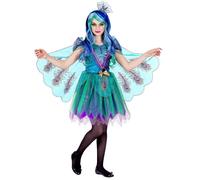 Déguisement paon majestueux - Fille - Bleu - Tissu imitation velours - 3 ans - Intérieur 4-5 ans