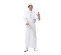 Déguisement Pape adulte - Carnaval - Tunique, cape, ceinture et tippet inclus - Blanc et Multicolore XL