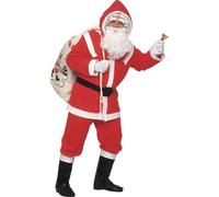 Déguisement Père Noël Complet Avec Sourcils Et Barbe Homme Rouge