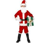Smiffys Costume de Père Noël, Rouge, avec veste, pantalon, ceinture, bonnet, gants, couv - Taille enfant S/4-6