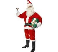 Smiffy's Costume Père Noël Deluxe Rouge avec veste, pantalon, bonnet, gants – Halloween
