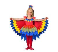 Déguisement Perroquet Coloré Fille - Taille: 8-10 Ans (128-134 Cm) Multicolore