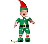 Déguisement Petit Lutin De Noël Bébé - Taille: 6 À 12 Mois (82-83 Cm) Vert