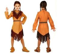 Déguisement Petite Indienne Fille - Indien - Robe Marron avec Franges et Ceinture 7-9 ans
